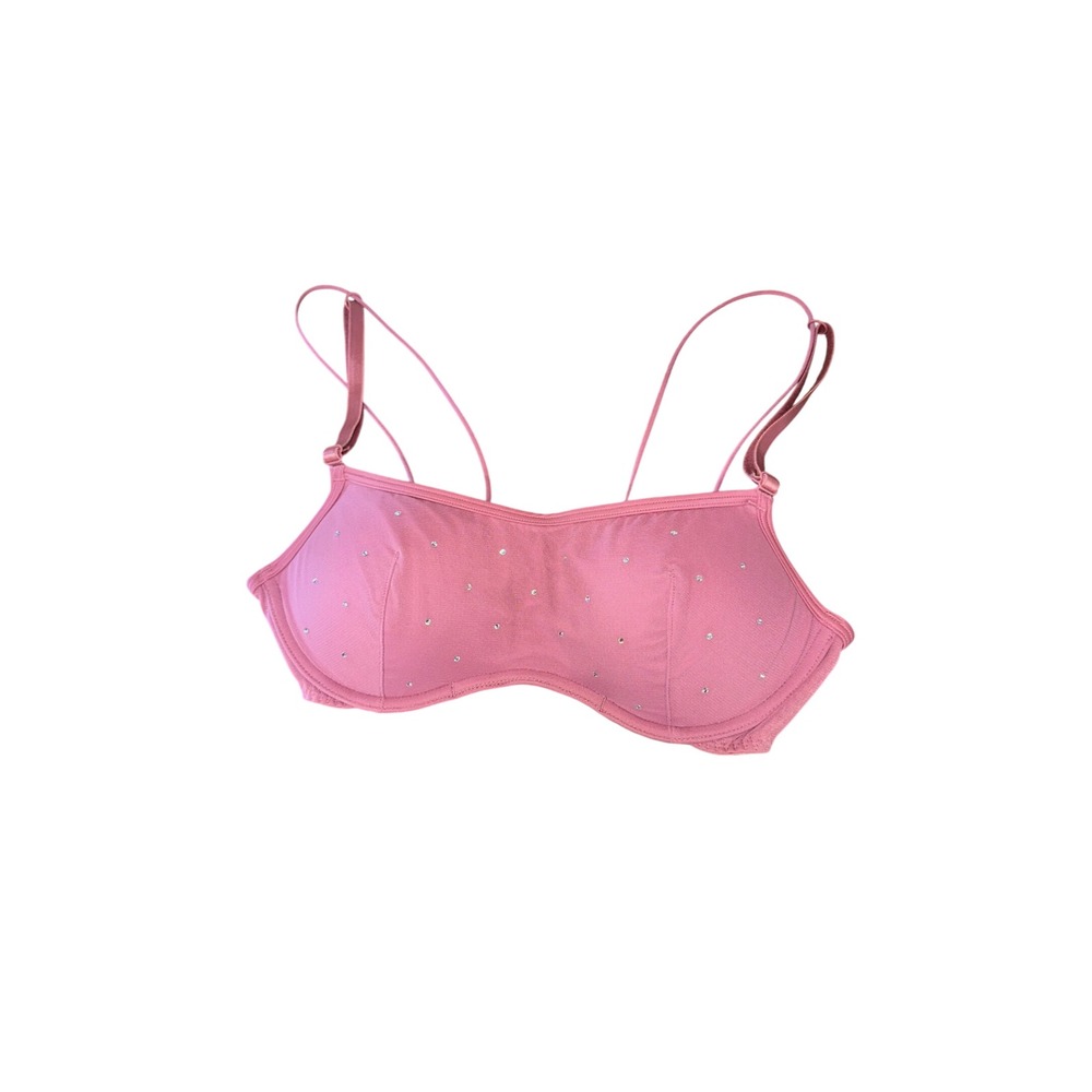 Victoria's Secret PINK Rhinestone Mesh Push-Up Bra‎ Pink Small New